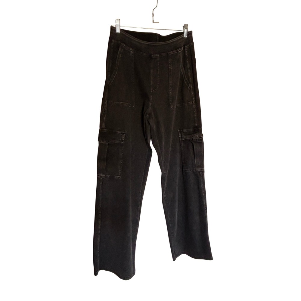 Halara High Rise Jean Cargo Pants Washed Black Wide Leg Trousers M